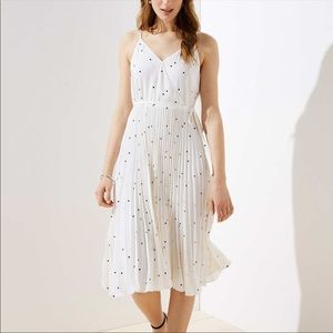 NWT Loft dotted pleated midi dress